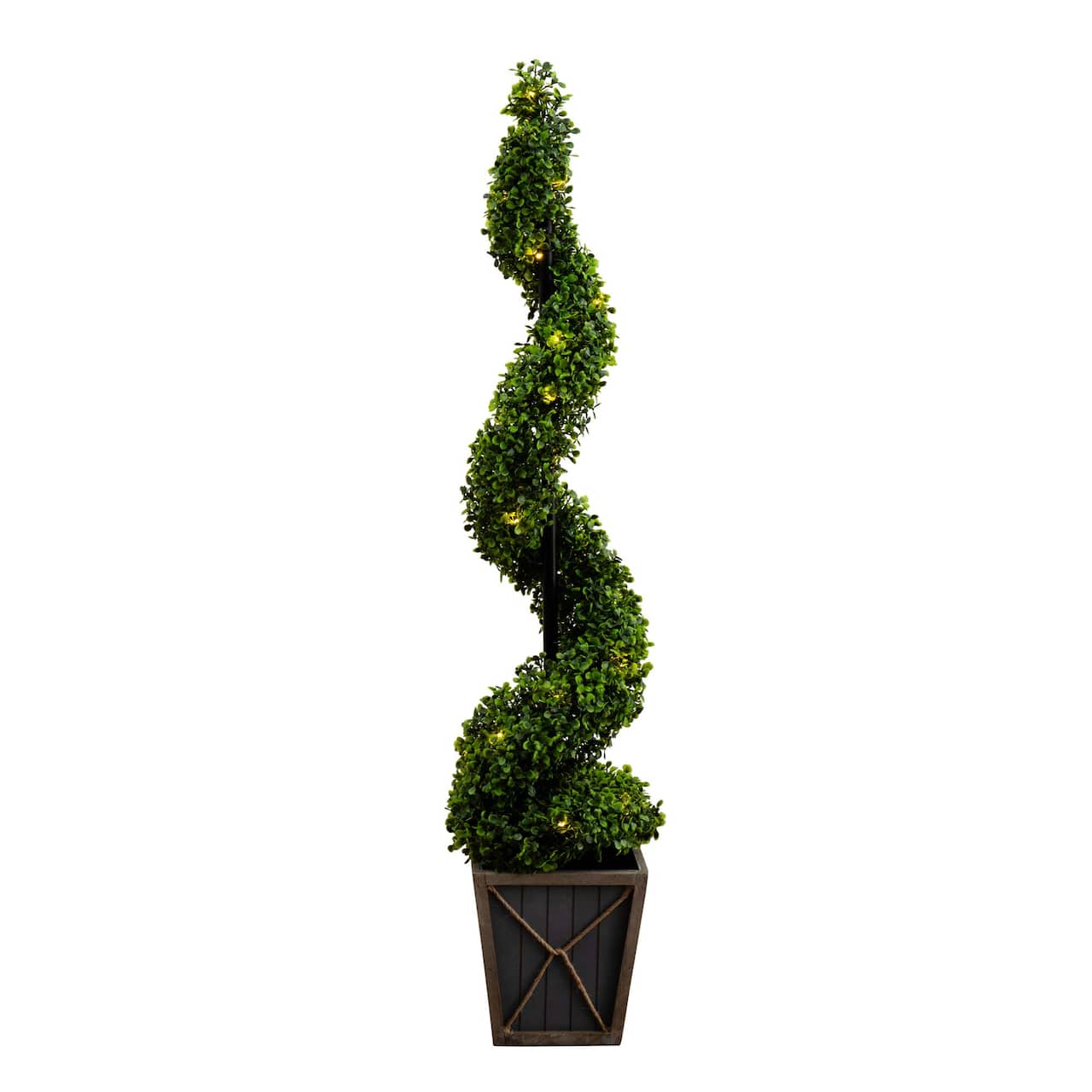 4ft. LED UV Resistant Boxwood Spiral Topiary Tree in Decorative Planter
